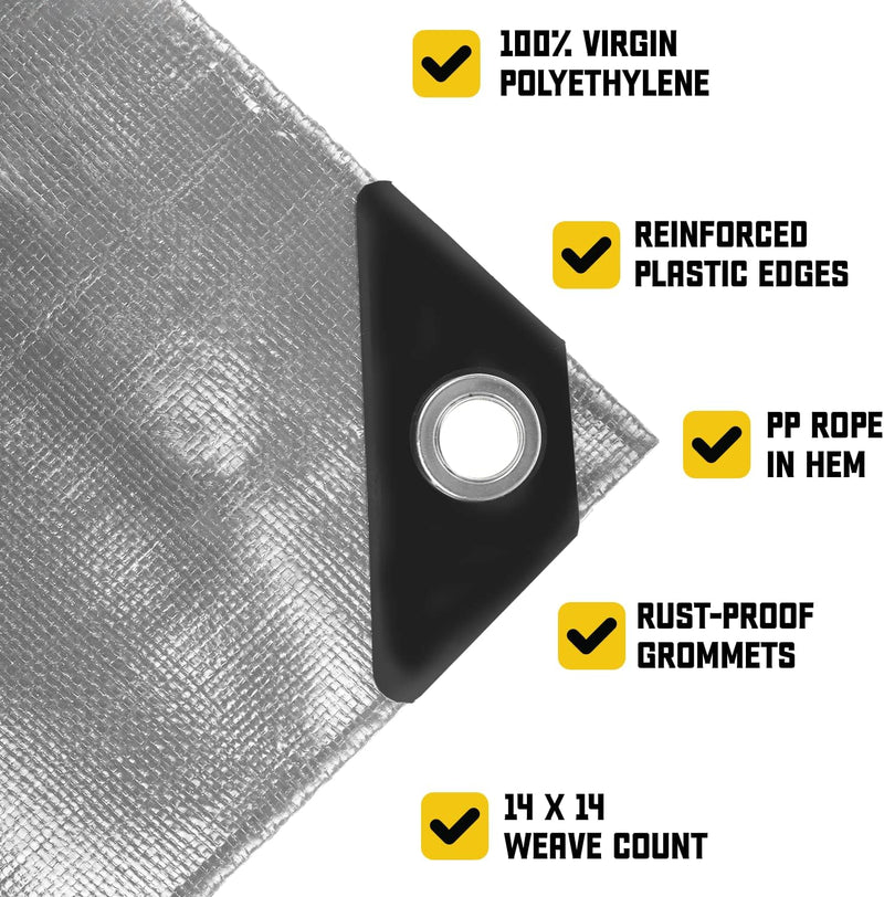 Heavy Duty UV Resistant Silver/Black Tarpaulin 105gsm