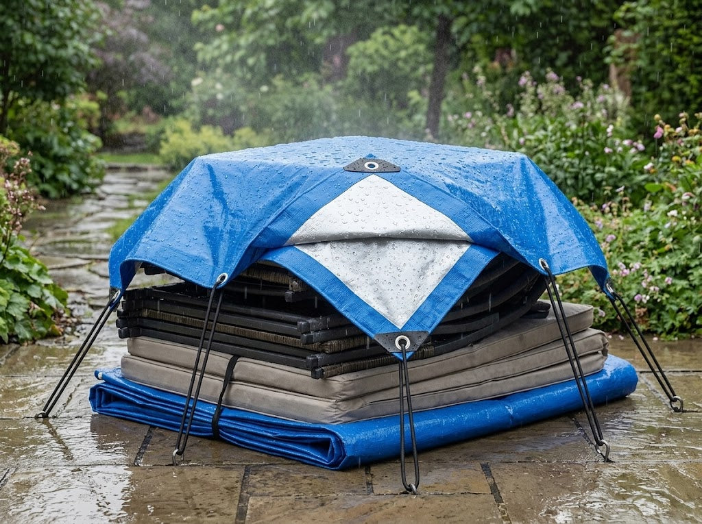 Heavy Duty Waterproof Tarpaulin 110GSM – Blue/Silver UV & Tear Resistant PE Tarp with Reinforced Eyelets – Outdoor Cover, Garden, Roof & Shelter – Various Sizes
