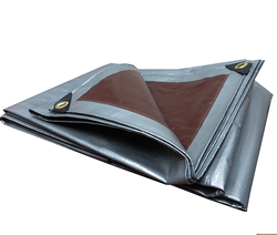 Dim Gray Heavy Duty Water Proof UV Resistant PVC Tarpaulin Silver And Brown