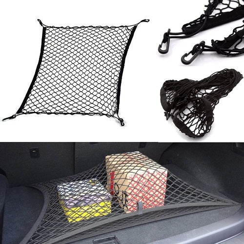 Dark Slate Gray Large Elastic Car Cargo Tidy Net Black Nylon Storage Boot Fixing Points Safety Net
