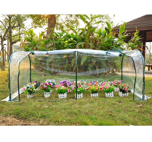 Olive Drab Waterproof Transparent PVC Tunnel Green House Clear Tarpaulin Fruit Cage Steel Frame
