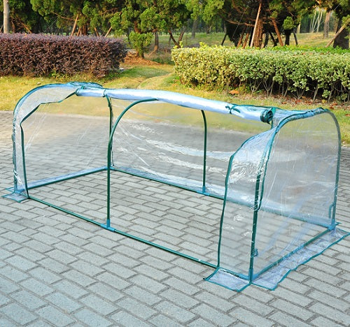 Gray Waterproof Transparent PVC Tunnel Green House Clear Tarpaulin Fruit Cage Steel Frame
