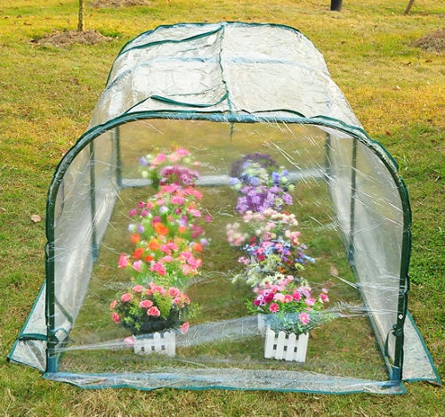 Dark Khaki Waterproof Transparent PVC Tunnel Green House Clear Tarpaulin Fruit Cage Steel Frame