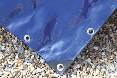 Slate Gray Waterproof UV Protected Blue and Beige Extra Heavy Duty Tarpaulin 350gsm